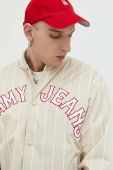 Куртка-бомбер Tommy Jeans чоловічий колір бежевий перехідна oversize