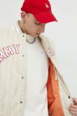 Куртка-бомбер Tommy Jeans чоловічий колір бежевий перехідна oversize