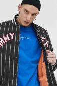 Куртка-бомбер Tommy Jeans чоловічий колір чорний перехідна oversize