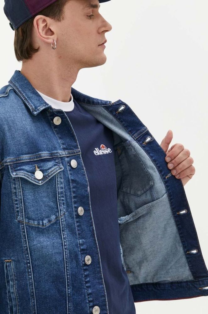 Джинсова куртка Tommy Jeans чоловіча колір синій перехідна фото 6