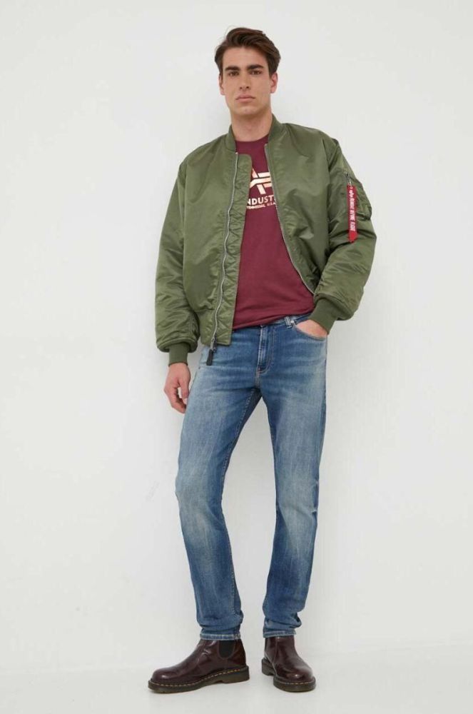 Двостороння куртка-бомбер Alpha Industries чоловіча колір зелений перехідна 100101.01-SageGreen фото 3