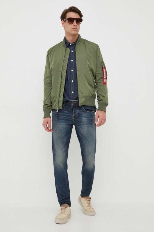 Куртка-бомбер Alpha Industries чоловічий колір зелений перехідна 191103.01-SageGreen фото 2