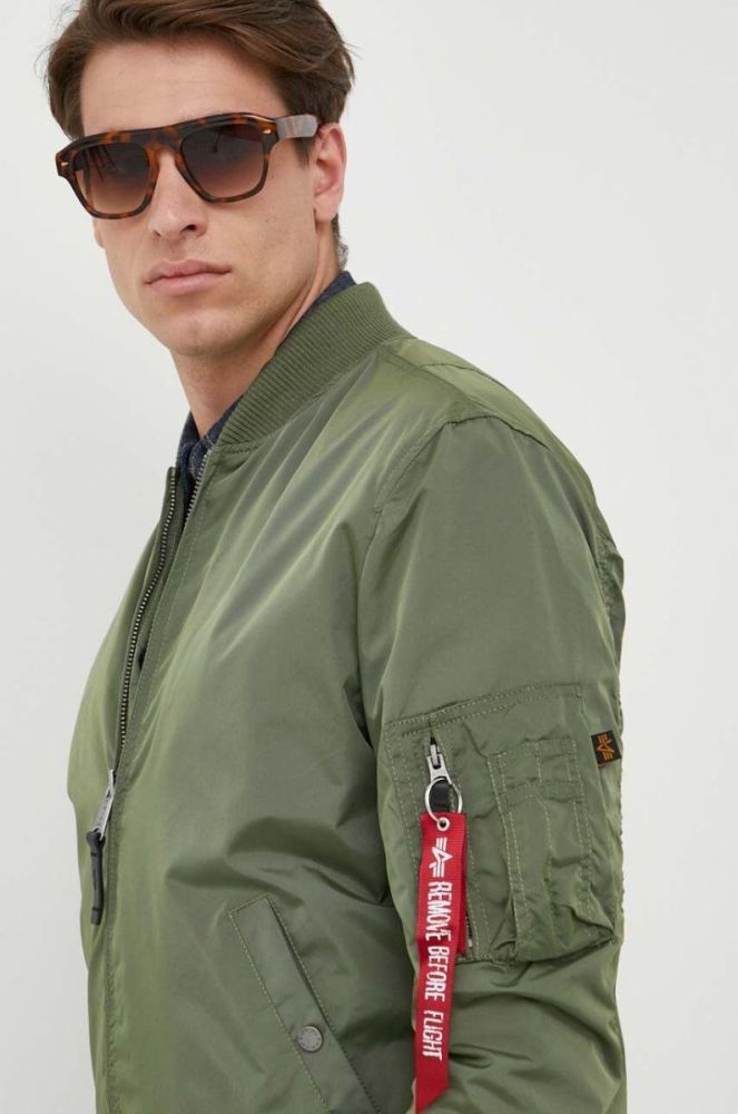 Куртка-бомбер Alpha Industries чоловічий колір зелений перехідна 191103.01-SageGreen фото 4