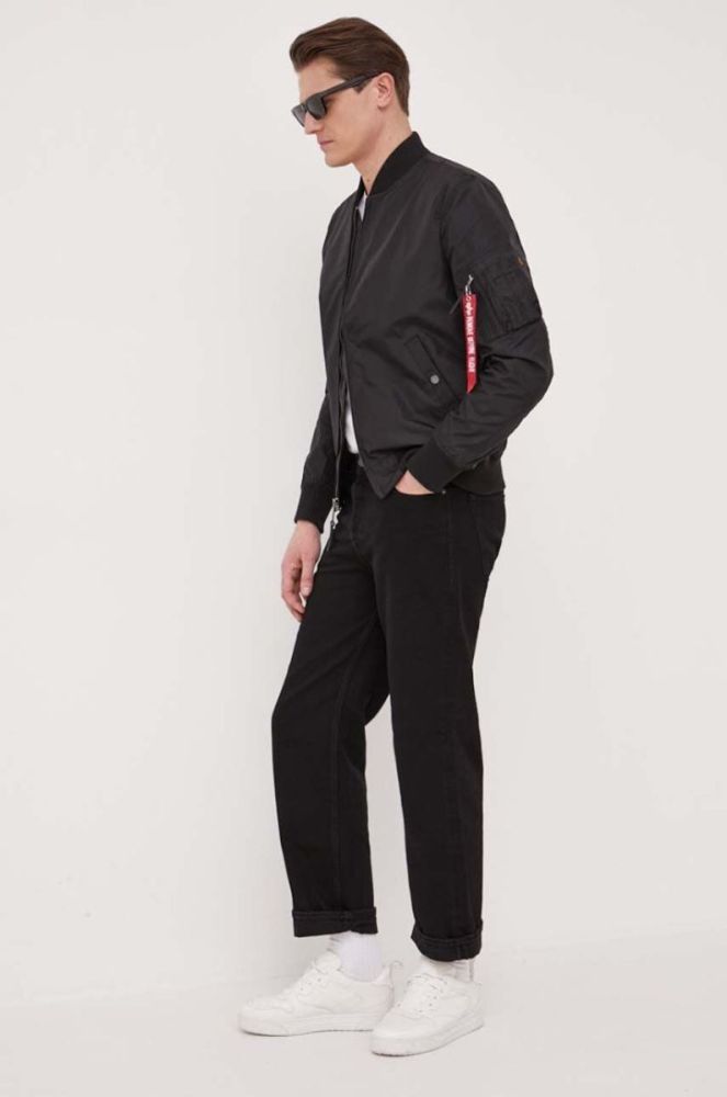Куртка-бомбер Alpha Industries чоловічий колір чорний перехідна 191103.03-Black фото 2