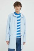 Протидощова куртка Rains 12020 Long Jacket перехідна колір блакитний Протидощова куртка Rains 12020 Long Jacket перехідна колір блакитний
