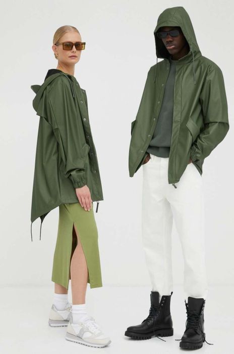 Дощовик Rains 18010 Fishtail Jacket колір зелений перехідна Дощовик Rains 18010 Fishtail Jacket колір зелений перехідна