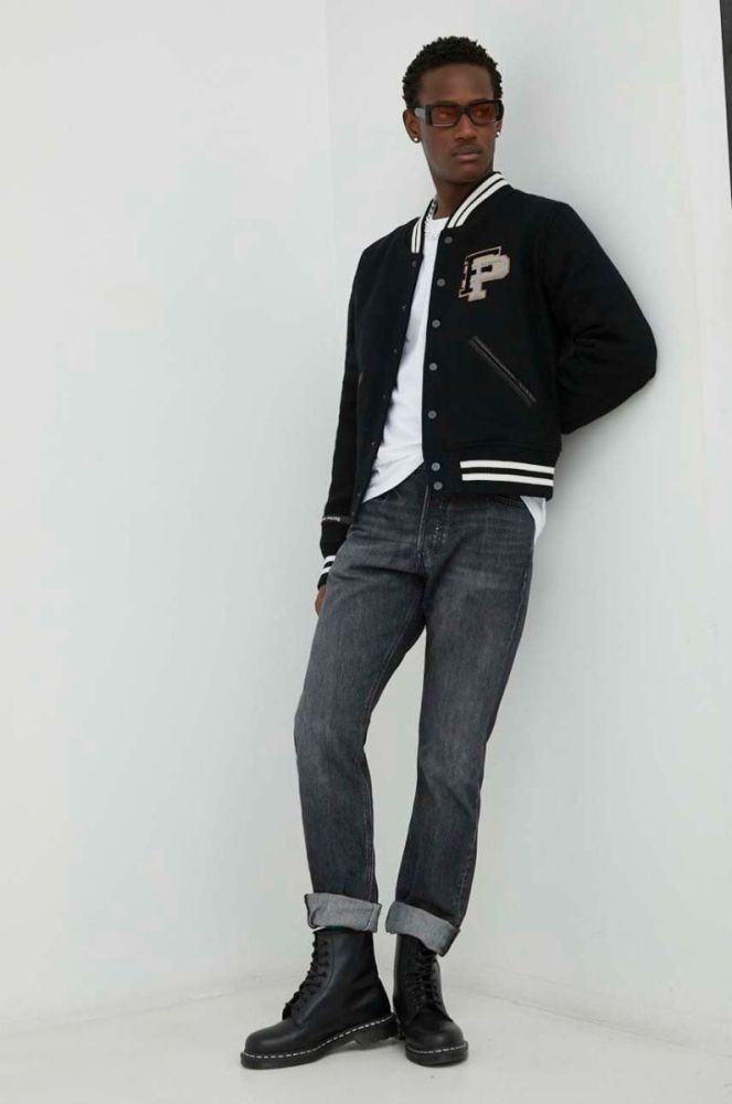 Вовняна куртка-бомбер Filling Pieces колір чорний перехідна oversize 81422201863-1863 фото 4