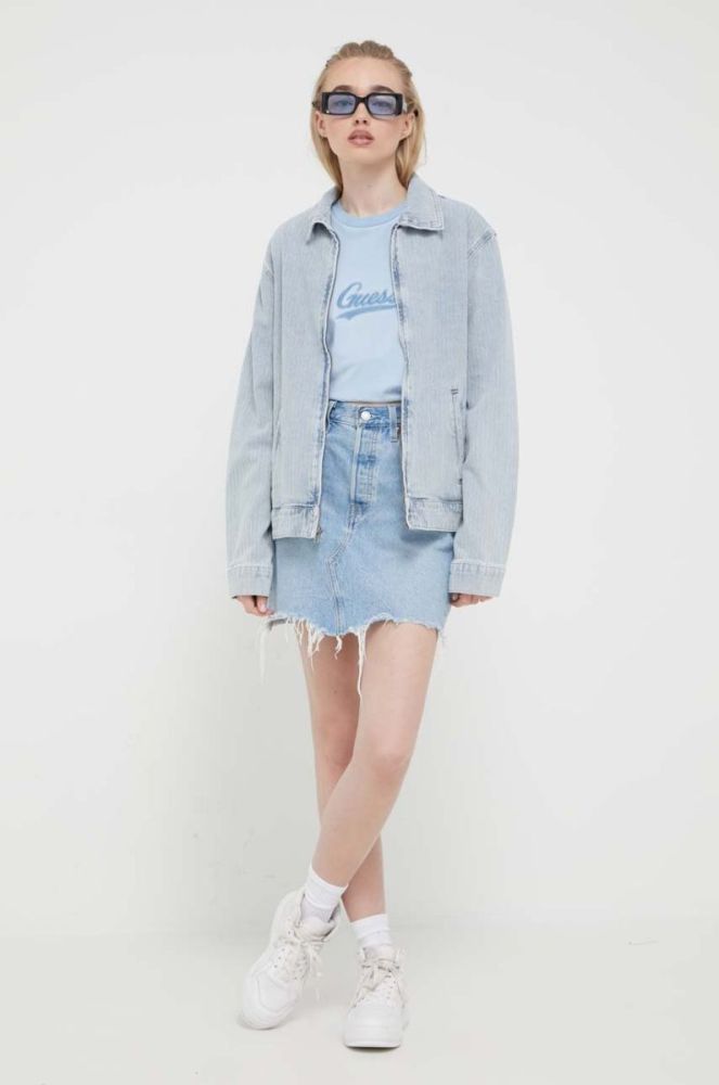 Джинсова куртка Guess Originals перехідна колір блакитний (3275165) фото 3