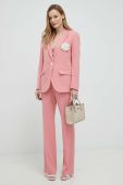 Піджак з домішкою вовни Custommade Fabiana колір рожевий oversize однотонний