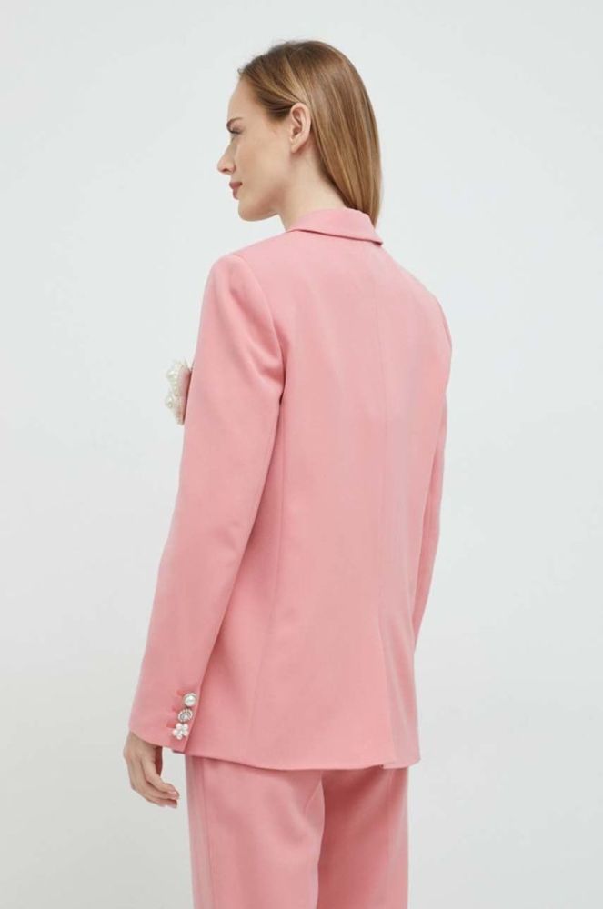 Піджак з домішкою вовни Custommade Fabiana колір рожевий oversize однотонний фото 3