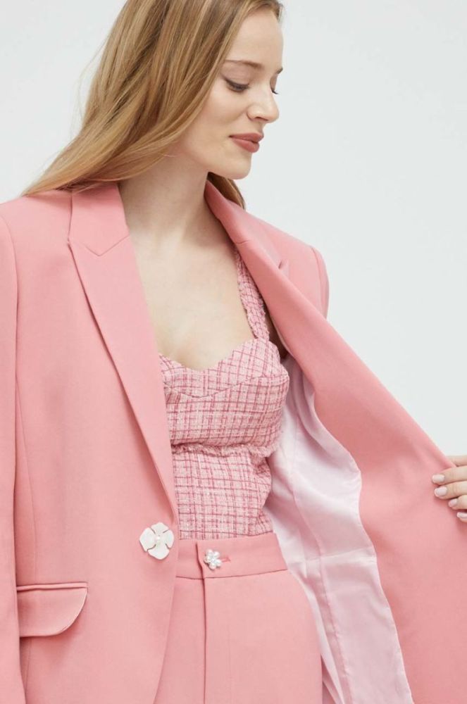 Піджак з домішкою вовни Custommade Fabiana колір рожевий oversize однотонний фото 6