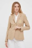 Піджак Lauren Ralph Lauren колір бежевий однобортний однотонна