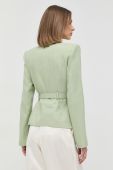 Піджак з домішкою льону Patrizia Pepe колір зелений однобортний однотонна