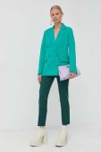 Піджак Patrizia Pepe колір зелений двобортний однотонна (3052318)