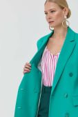 Піджак Patrizia Pepe колір зелений двобортний однотонна (3052318)