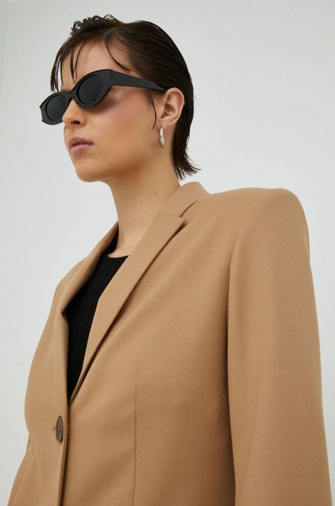 Піджак By Malene Birger колір бежевий однобортний однотонна фото 4