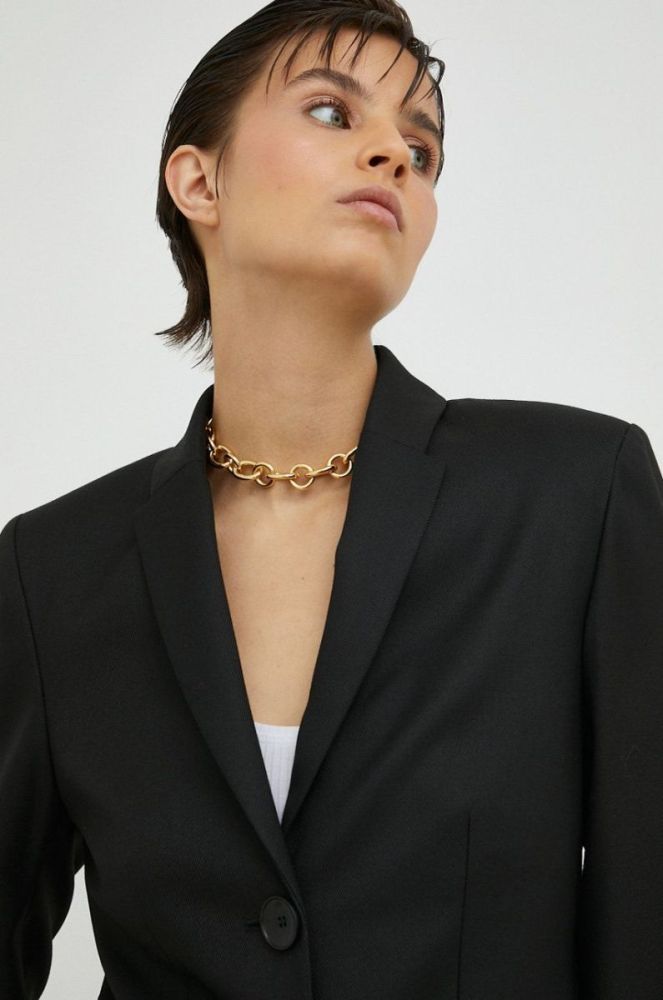 Піджак By Malene Birger колір чорний однобортний однотонна фото 4