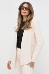 Піджак Twinset колір бежевий без застібки однотонна