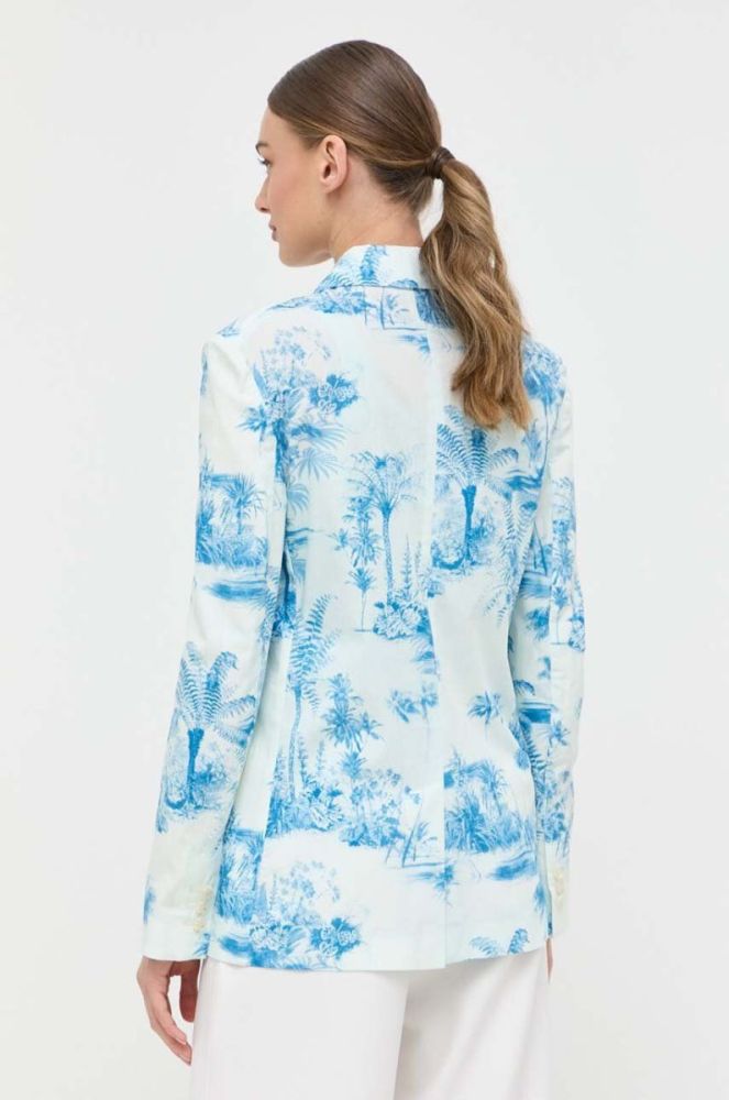 Бавовняний піджак Red Valentino однобортний візерунок колір блакитний фото 3