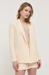 Піджак з домішкою льону Twinset колір бежевий однобортний однотонна (3212564)