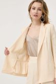 Піджак з домішкою льону Twinset колір бежевий однобортний однотонна (3212564)