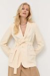 Піджак з домішкою льону Twinset колір бежевий однобортний однотонна (3241282)