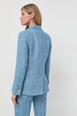 Льняний жакет Luisa Spagnoli двобортний меланж колір блакитний