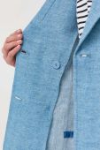 Льняний жакет Luisa Spagnoli двобортний меланж колір блакитний