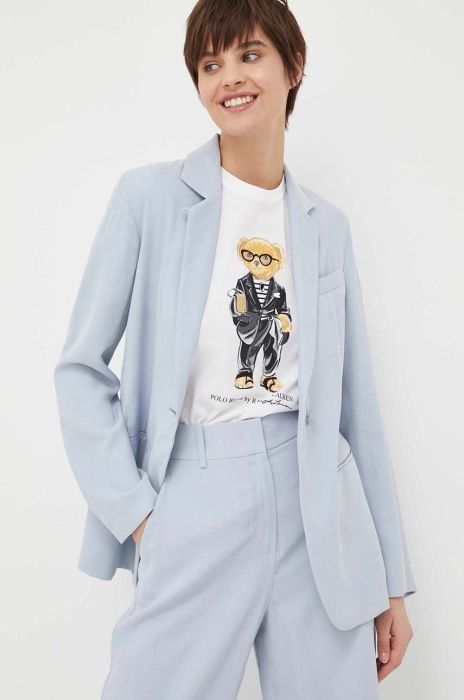 Піджак Emporio Armani однобортний однотонна колір блакитний