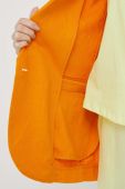 Льняний жакет Sisley колір помаранчевий однобортний однотонна