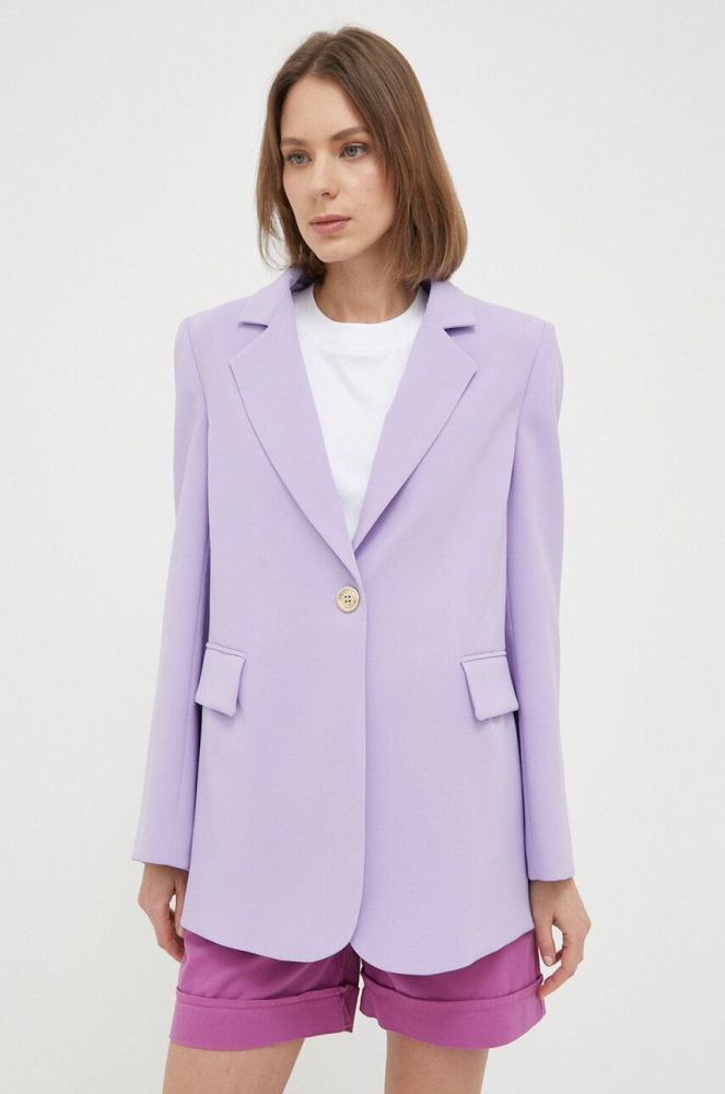 Піджак Pinko колір фіолетовий однобортний однотонна