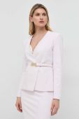 Піджак Pinko колір рожевий двобортний однотонна