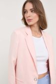 Льняний жакет BOSS колір рожевий однобортний однотонна