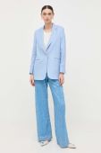 Льняний жакет BOSS однобортний однотонна колір блакитний