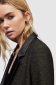 Піджак AllSaints колір чорний без застібки меланж