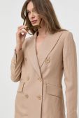 Піджак з домішкою льону Luisa Spagnoli колір бежевий двобортний однотонна