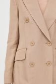 Піджак з домішкою льону Luisa Spagnoli колір бежевий двобортний однотонна