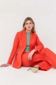 Льняний жакет Luisa Spagnoli колір помаранчевий однобортний однотонна