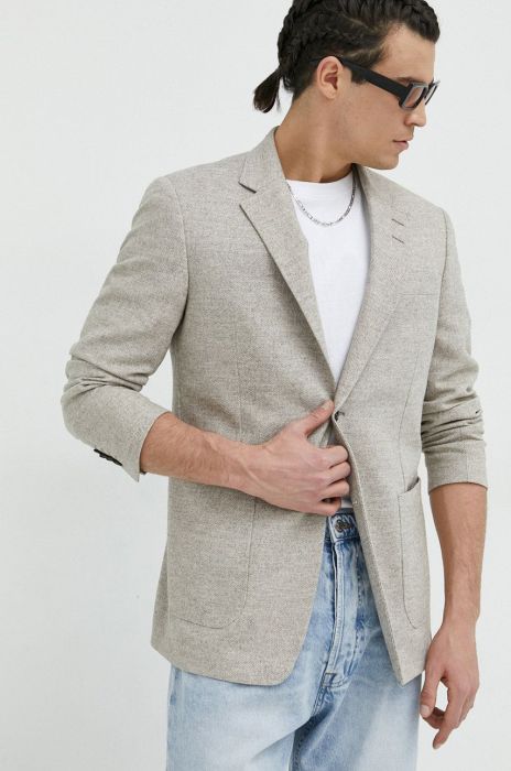 Піджак з домішкою вовни Tiger Of Sweden колір бежевий