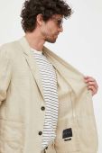 Льняний жакет Sisley колір бежевий