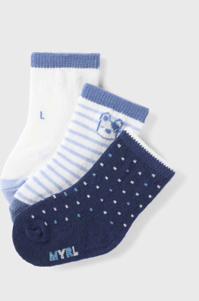 Шкарпетки для немовлят Mayoral Newborn 3-pack колір синій фото 2