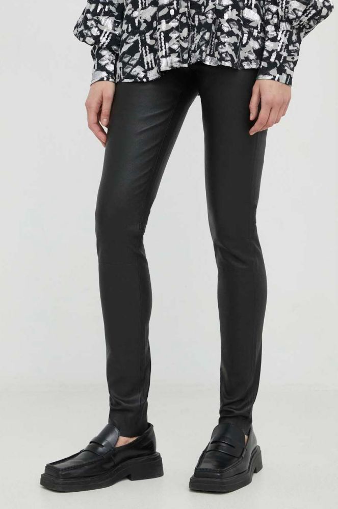 Шкіряні штани Bruuns Bazaar Christa жіночі колір чорний