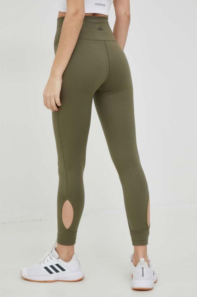 Легінси для йоги adidas Performance Yoga Studio Wrapped колір зелений однотонні фото 3