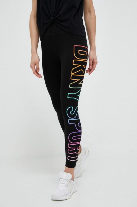 Легінси Dkny жіночі колір чорний з принтом (3212458)