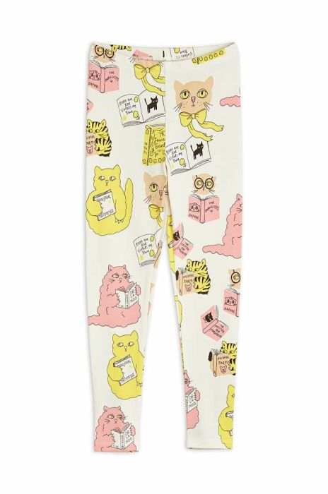 Дитячі бавовняні легінси Mini Rodini колір білий візерунок