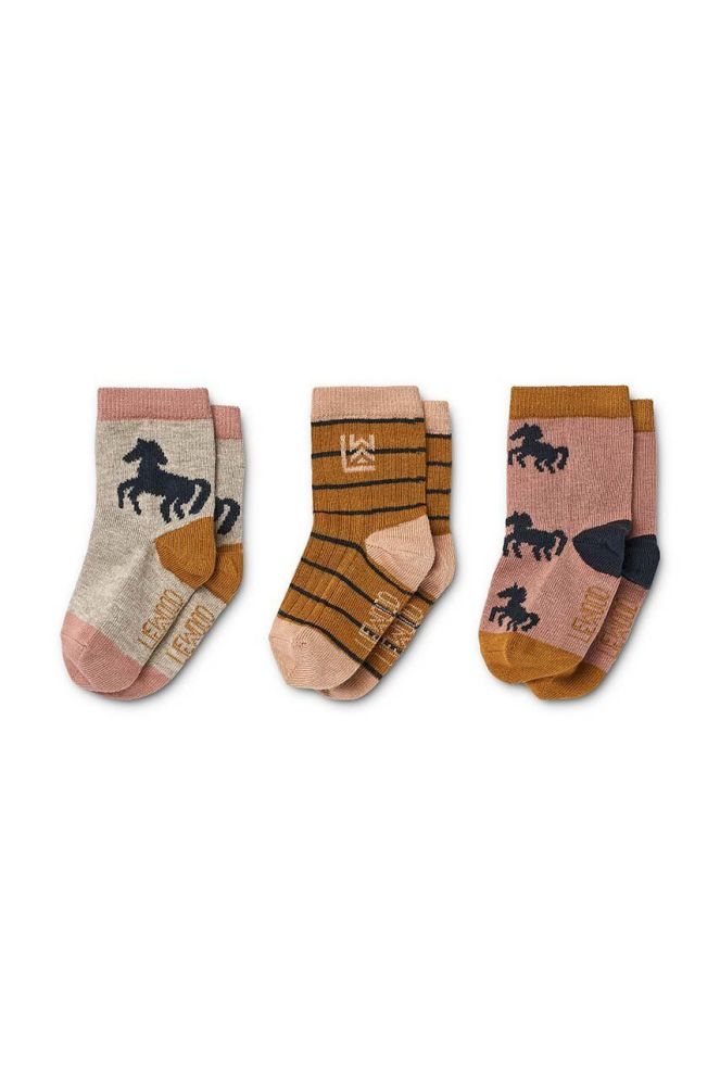 Дитячі шкарпетки Liewood 3-pack колір бежевий (3279195)