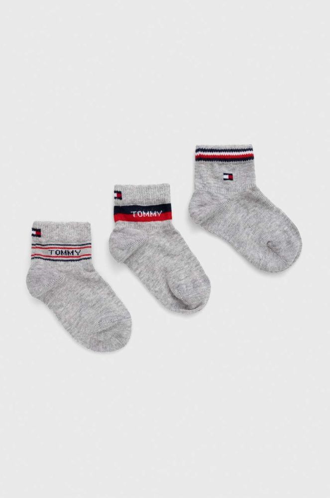 Дитячі шкарпетки Tommy Hilfiger 3-pack колір сірий