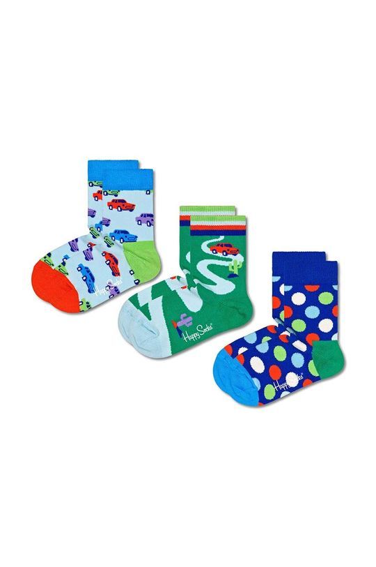 Дитячі шкарпетки Happy Socks Kids Car 3-pack колір блакитний