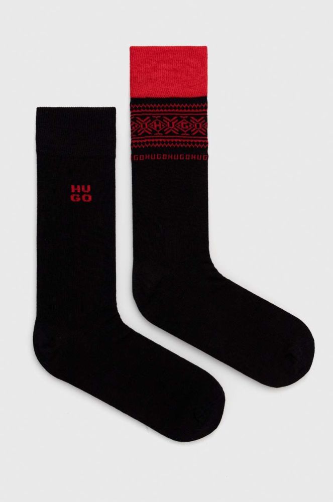 Шкарпетки HUGO 2-pack чоловічі колір чорний (2922080)