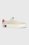 Шкіряні кросівки Tommy Jeans NOLA PLATFORM колір бежевий Шкіряні кросівки Tommy Jeans NOLA PLATFORM колір бежевий